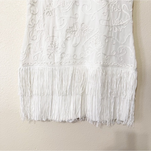 NEW (NWOT) Show Me Your Mumu Cyrus Mini Appliqué Embroidered Dress, White Fringe - Picture 4 of 8